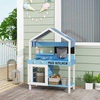 AIYAPLAY Kids Mud Kitchen, Outdoor Play Kitchen for Boys Girls, Blue