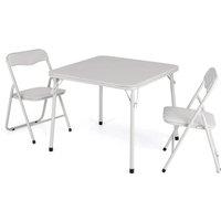 VOGREX 3 Piece Kids Folding Table with Table & Chair Set in White