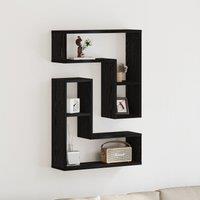 Berkfield Home Wall Shelves 2 Pack Black Oak 50x15x85 cm Made from Engineered Wood | Size: 50 x 15 x 85 cm