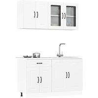 Berkfield Home 4 Piece Kitchen Cabinet Set Kalmar White Engineered Wood