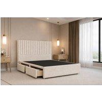 Nexus Mattresses Ltd Amalfi Teddy Divan Bed Base 2 Drawers Foot-End - 54 Headboard in Cream | Size: Super King