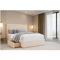 Nexus Mattresses Ltd Tuscany Teddy Divan Bed Base 2 Drawers Foot-End - 26 Headboard in Cream | Size: Super King