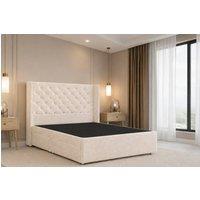 Nexus Mattresses Ltd Windsor Teddy Divan Bed Base No Drawers - 54 Winged Headboard in Cream | Size: King