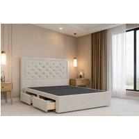 Nexus Mattresses Ltd Tuscany Plush Divan Bed Base 2 Drawers Same Side - 54 Headboard in Cream | Size: King