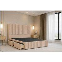 Nexus Mattresses Ltd Verona Plush Divan Bed Base 4 Drawers - 12 Footboard & 54 Headboard in Stone | Size: Super King