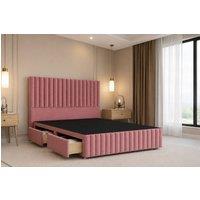 Nexus Mattresses Ltd Verona Plush Divan Bed Base 4 Drawers - 12 Footboard & 54 Headboard in Pink | Size: Small Double