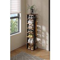 Living and Home 8-Tier Shoe Rack with Hooks for Entryway in Black