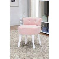 Living and Home Pink Velvet Soft Seat Low Back Dressing Footstool with White Legs