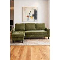 Living and Home Polyester Upholstered L-Shaped 3-Seater Sectional Sofa with Ottoman in Green