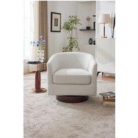Living and Home Linen Swivel Accent Chair Armchair in Beige