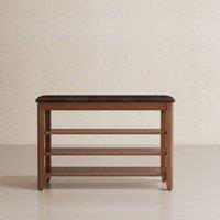 YQJJGL Stylish 3-Tier Solid Wood Shoe Bench With Cushioned Seat Walnut 60cm | Size: 60 cm
