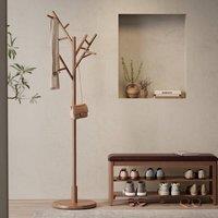 YQJJGL Elegant Coat Rack Solid Wood Freestanding Coat Tree with Hooks Garment Rack Clothes Rack Solid Wood in Walnut