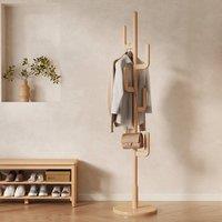 YQJJGL Coat Rack Solid Wood Freestanding Coat Tree with Hooks for Entryway Coat Rack Clothes Rack Garment Rack in Natural