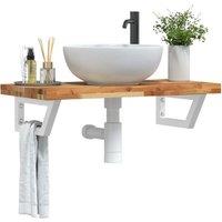 Berkfield Home Basin Shelf Wall Mounted Steel & Solid Wood Acacia in Brown