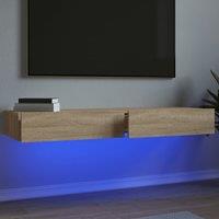 Berkfield Home TV Cabinets with LED Lights 2 pcs Sonoma Oak 60x35x15.5 cm in Brown