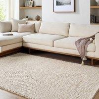 Livabliss Hazar-Hand Woven Cream Beige Taupe Charcoal Wool Global Living Rug | Size: 185 cm x 275 cm