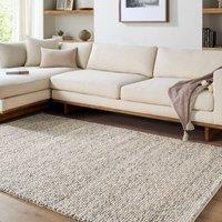 Livabliss Hazar-Hand Woven Cream Beige Taupe Charcoal Wool Global Living Rug | Size: 185 cm x 275 cm