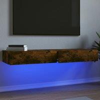 Berkfield Home TV Cabinets with LED Lights 2 pcs Smoked Oak 60x35x15.5 cm in Brown