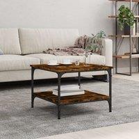 Berkfield Home Coffee Table Smoked Oak 55x55x40 cm Engineered Wood in Brown | Size: 55 x 55 x 40 cm