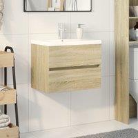 Berkfield Home 2 Piece Bathroom Furniture Set Ceramic & Engineered Wood in Brown