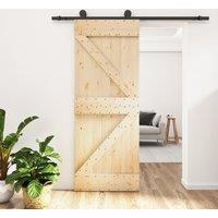 Berkfield Home Sliding Door with Hardware Set 70x210 cm Solid Wood Pine in Brown