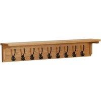 Berkfield Home Coat Rack 90x16x16 cm Solid Oak Wood in Brown | Size: 90 x 16 x 16 cm