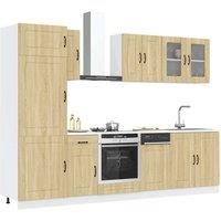 Berkfield Home 8 Piece Kitchen Cabinet Set Kalmar Sonoma Oak Engineered Wood in Brown