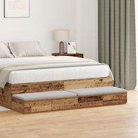 Berkfield Home Bedside Table Old wood Wood 150 x 36.5 x 16.5 cm in Brown