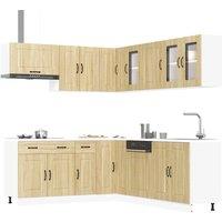 Berkfield Home 11 Piece Kitchen Cabinet Set Kalmar Sonoma Oak Engineered Wood in Brown