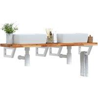 Berkfield Home Basin Shelf Wall Mounted Steel & Solid Wood Acacia in Brown