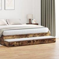 Berkfield Home Bed Drawers in Smoked Oak - 180x36.5x16.5 cm - Made of Engineered Wood in Brown