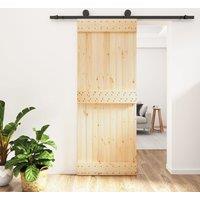 Berkfield Home Sliding Door with Hardware Set 80x210 cm Solid Wood Pine in Brown