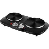 Cusimax Black 55cm 2500W Portable Double Hot Plate Cast Iron Burners