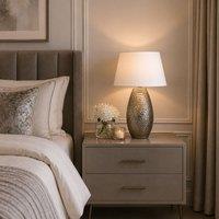 Pagazzi Caitlin Silver Oval Ceramic Table Lamp With White Shade