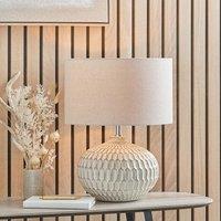 Ruma White Textured Glazed Ceramic Table Lamp