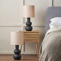 Ruma Set of 2 Aaliyah Black Curved Bottle Ceramic Table Lamp