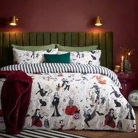 Furn Trick Or Treat Reversible Halloween Duvet Cover Set in White | Size: King