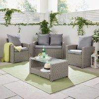 VonHaus 4 Seater Rattan Effect Garden Furniture Set in Grey
