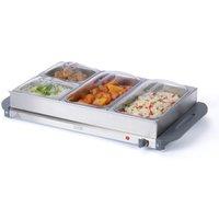 LIVIVO Buffet Server & Plate Warmer 4 Tray Food Warmer with Adjustable Temperature & Lids for Parties in Metallic Silver