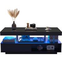 Matteo Black High Gloss LED Coffee Table - Smart App Control & Storage