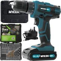 MYLEK 2 Speed Cordless Drill BMC with Carry Case & 50 Piece Accessory Kit in Green