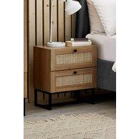 Julian Bowen Padstow Rattan 2 Drawer Bedside Table in Light Oak