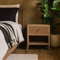 Wyld Haus Argentina Natural Oak & Rattan One Drawer Bedside Table in Brown