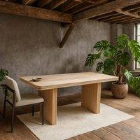 Wyld Haus Arizona Mango Wood Dining Table Natural Finish Fluted Panel Legs in Brown