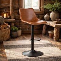 Wyld Haus Bogense Tan Faux Leather Bar Stool Cream Stitching in Brown