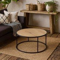 Wyld Haus El Paso Round Coffee Table Wild Oak Effect Top Matt Black Steel Base in Natural