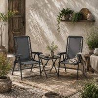 Wyld Haus Lano 3 Piece Dark Grey Mesh Folding Bistro Set in Black
