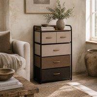 Wyld Haus Neelvefa 5 Drawer Fabric Storage Tower Steel Frame & Wood Effect Top