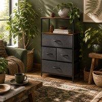 Wyld Haus Lolula 4 Drawer Black Storage Chest with Open Shelf
