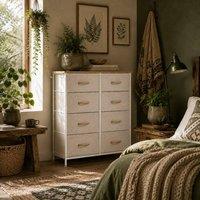 Wyld Haus Docone Livi 8 Drawer Fabric Storage Chest Beige White